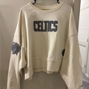 Boston Celtics Women's Cream & Grey Sweater - By Pro Standard - Size L